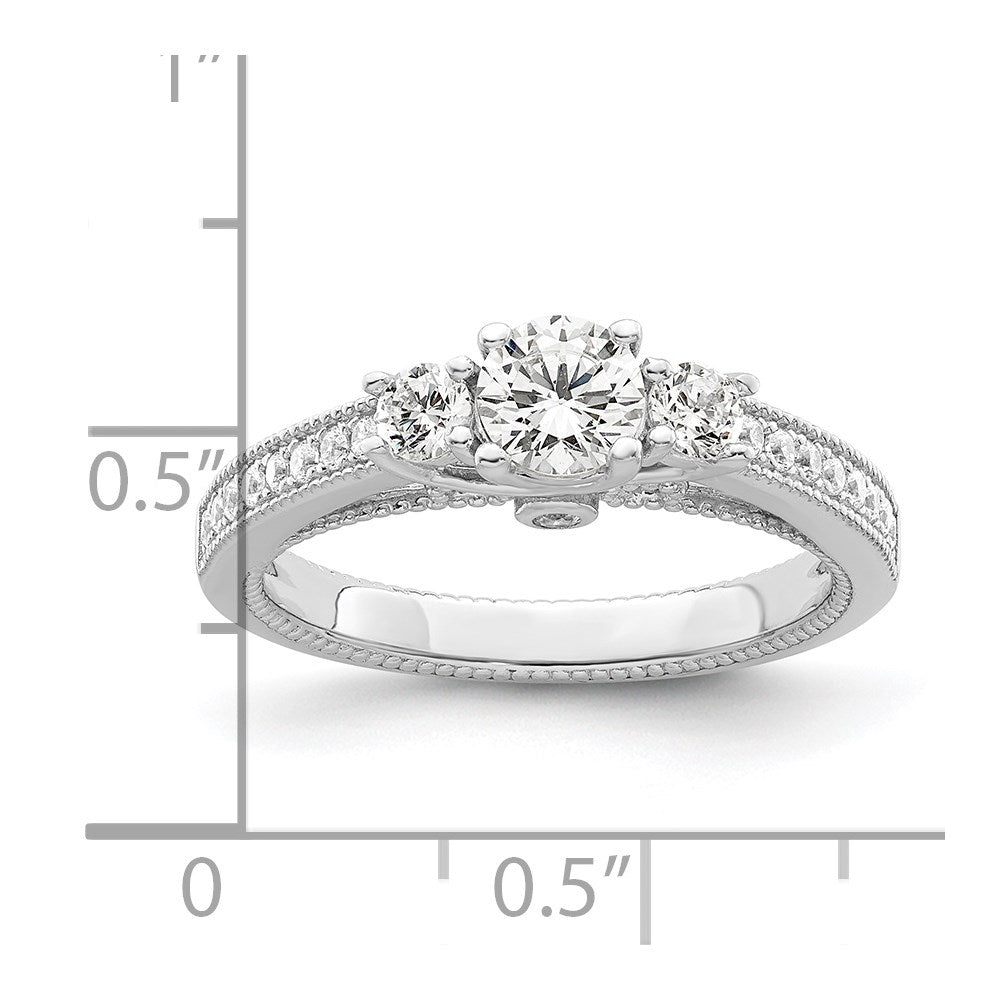 Brilliant Embers Sterling Silver Rhodium-plated 21 Stone Micro PavÇ CZ Ring
