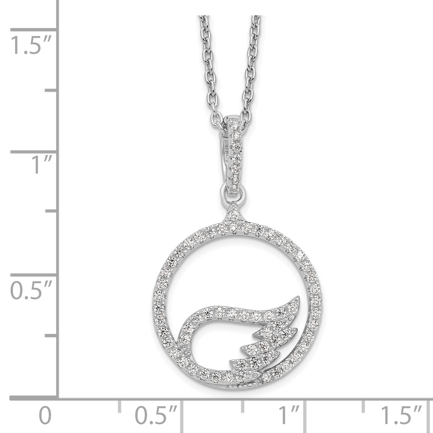 Brilliant Embers Sterling Silver Rhodium-plated 67 Stone 18 inch Micro PavÇ CZ Wing Necklace with 2 Inch Extender