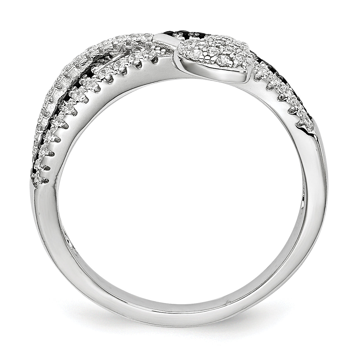 Sterling Silver Black Spinel & CZ Brilliant Embers Heart Ring