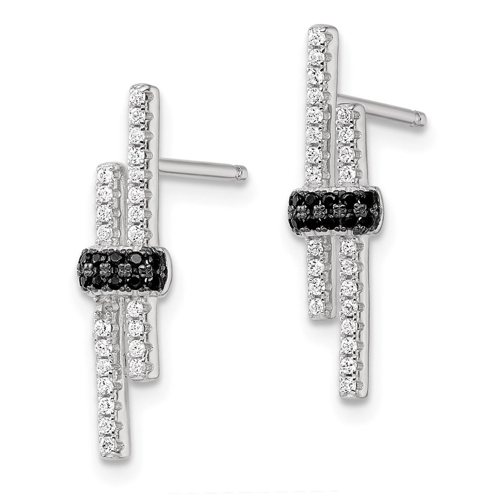 Brilliant Embers Sterling Silver Rhodium-plated 72 Stone Black Spinel and Micro PavÇ CZ Earrings