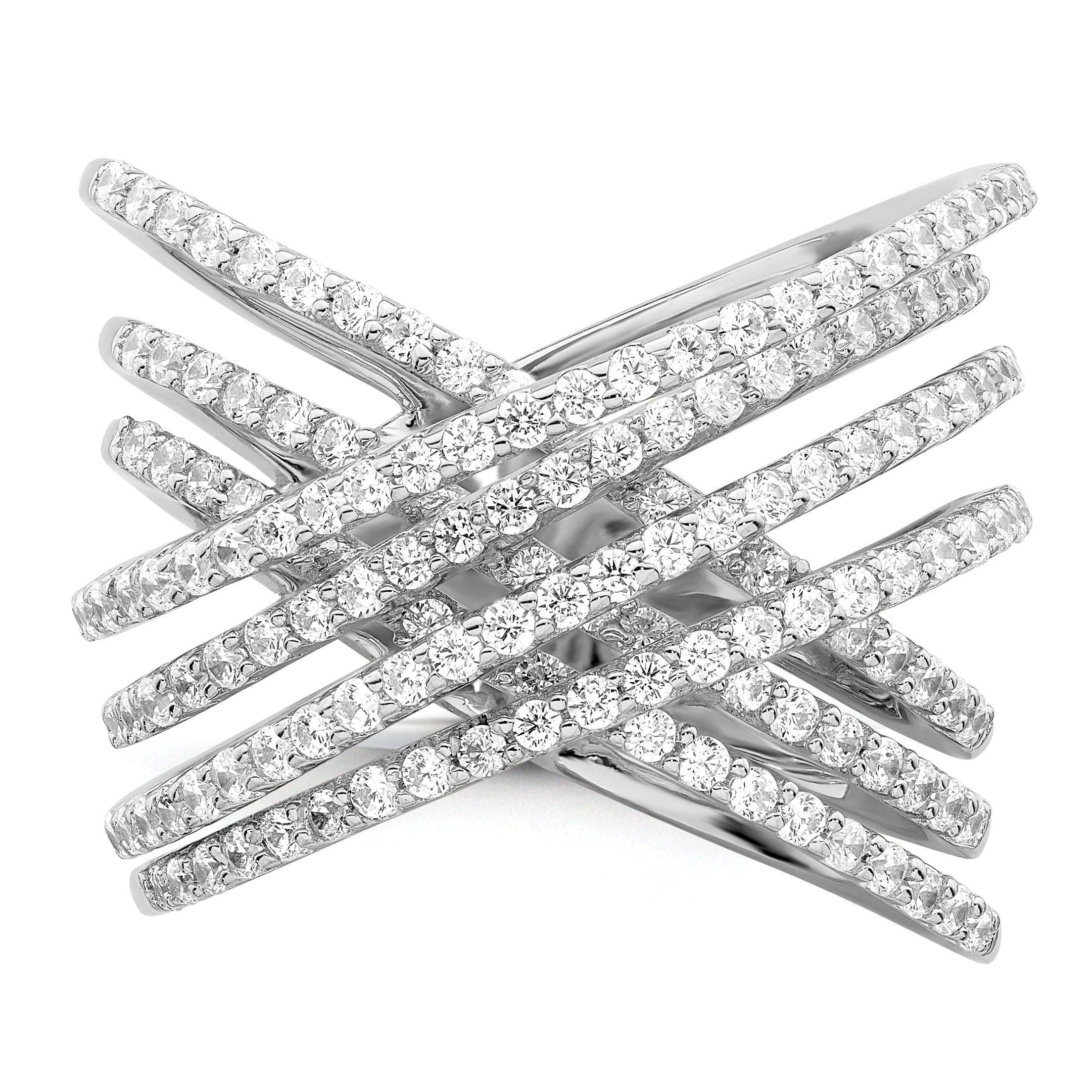 Brilliant Embers Sterling Silver Rhodium-plated 159 Stone Micro PavÇ CZ Ring