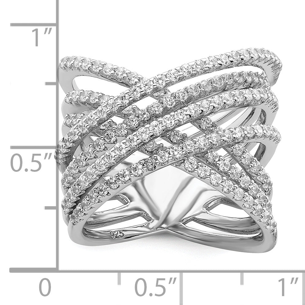 Brilliant Embers Sterling Silver Rhodium-plated 159 Stone Micro PavÇ CZ Ring