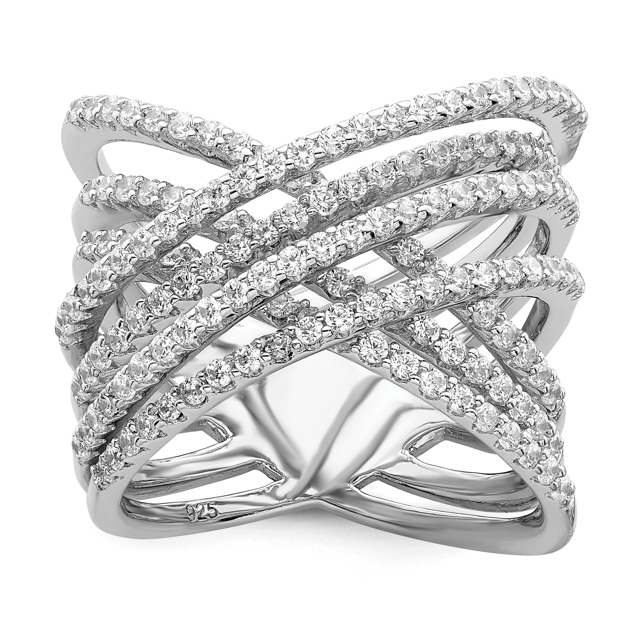 Brilliant Embers Sterling Silver Rhodium-plated 159 Stone Micro PavÇ CZ Ring