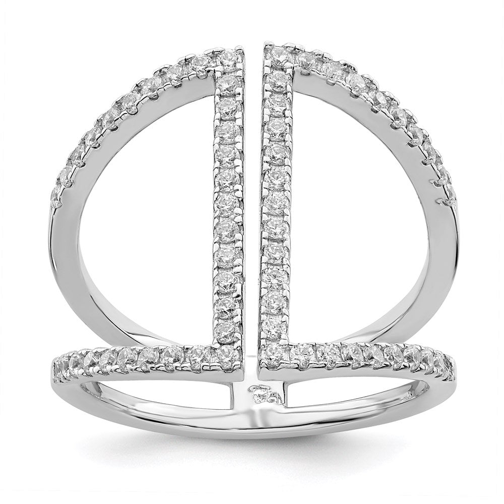 Brilliant Embers Sterling Silver Rhodium-plated 62 Stone Micro PavÇ CZ Ring