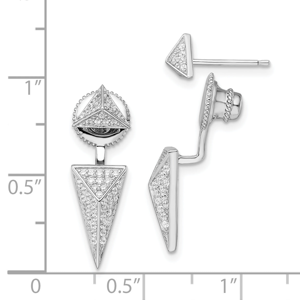 Brilliant Embers Sterling Silver Rhodium-plated 104 Stone Micro PavÇ CZ Convertible Back Earrings