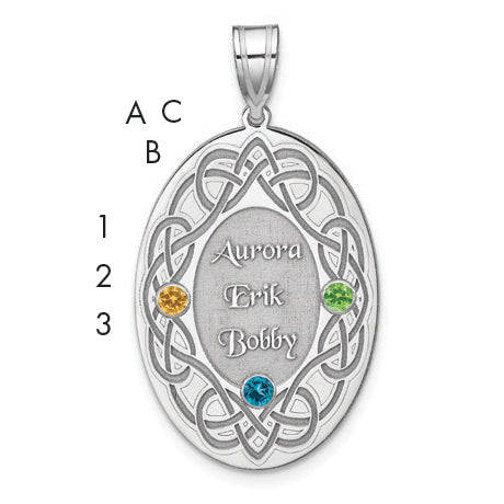 Sterling Silver Rhodium-plated Crystal Family Pendant