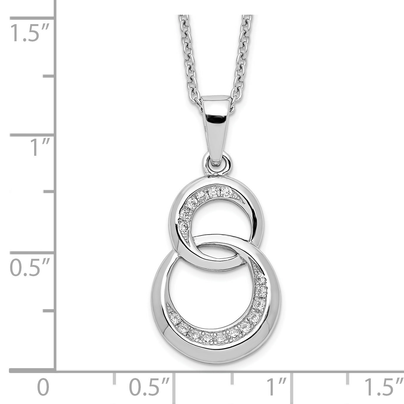 Brilliant Embers Sterling Silver Rhodium-plated 26 Stone 18 inch Micro PavÇ CZ Polished Circle Necklace with 2 Inch Extender