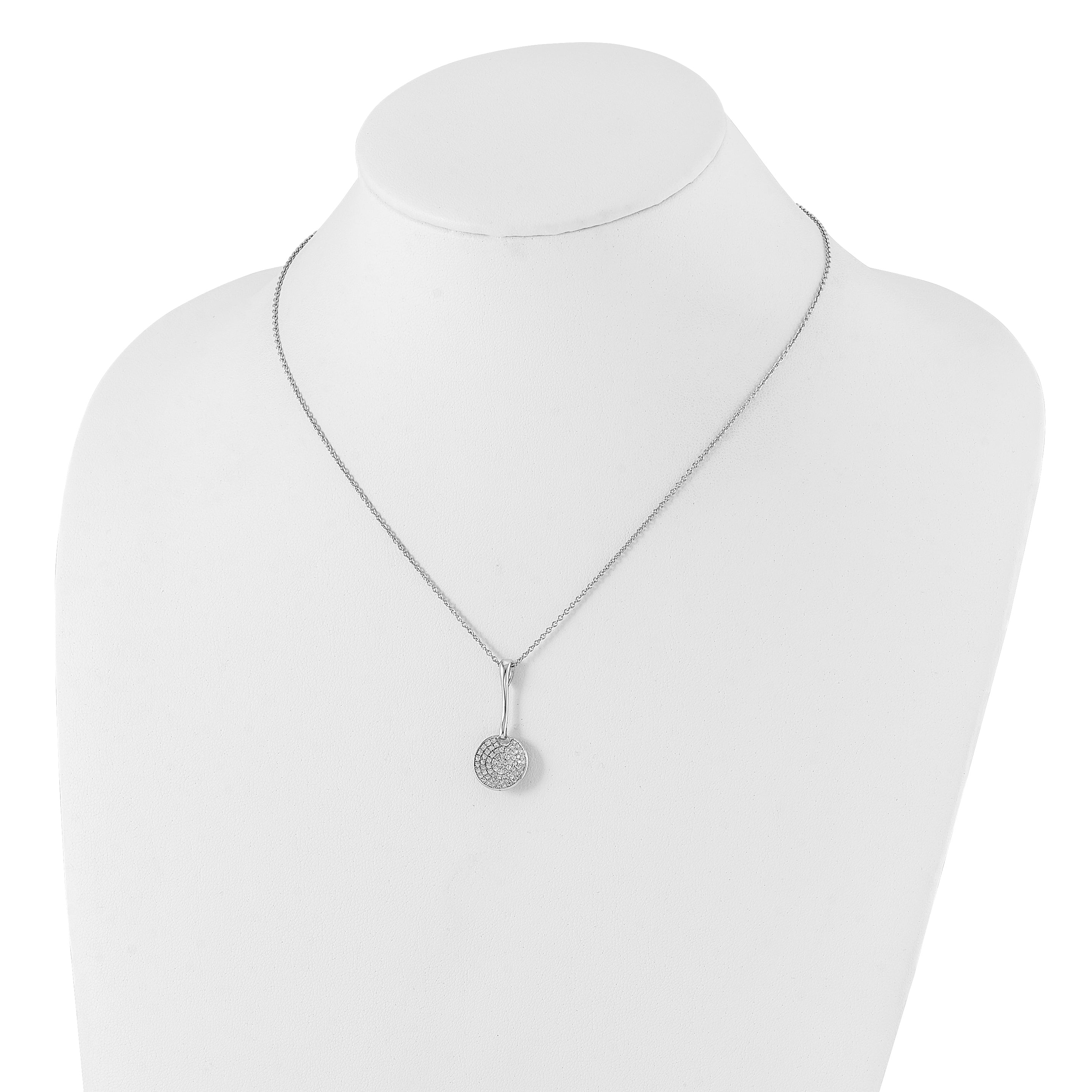 Brilliant Embers Sterling Silver Polished CZ Circle w/ 2in ext Necklace