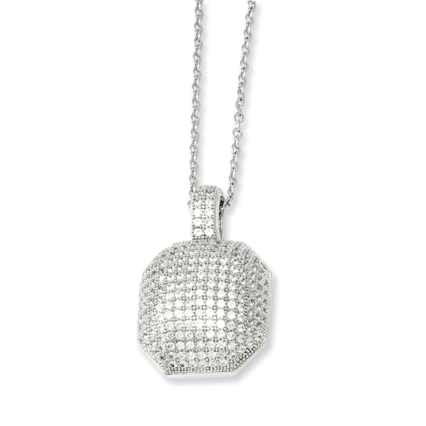 Sterling Silver & CZ Brilliant Embers Polished Fancy Necklace