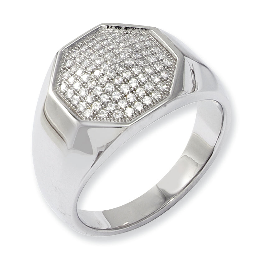 Sterling Silver & CZ Fancy Polished Ring