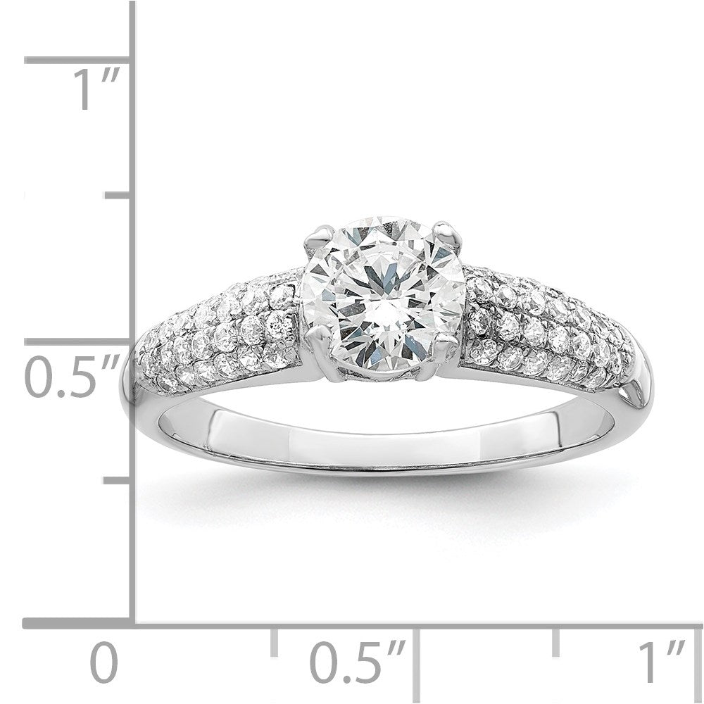 Brilliant Embers Sterling Silver Rhodium-plated 53 Stone Micro Pav√á CZ Ring