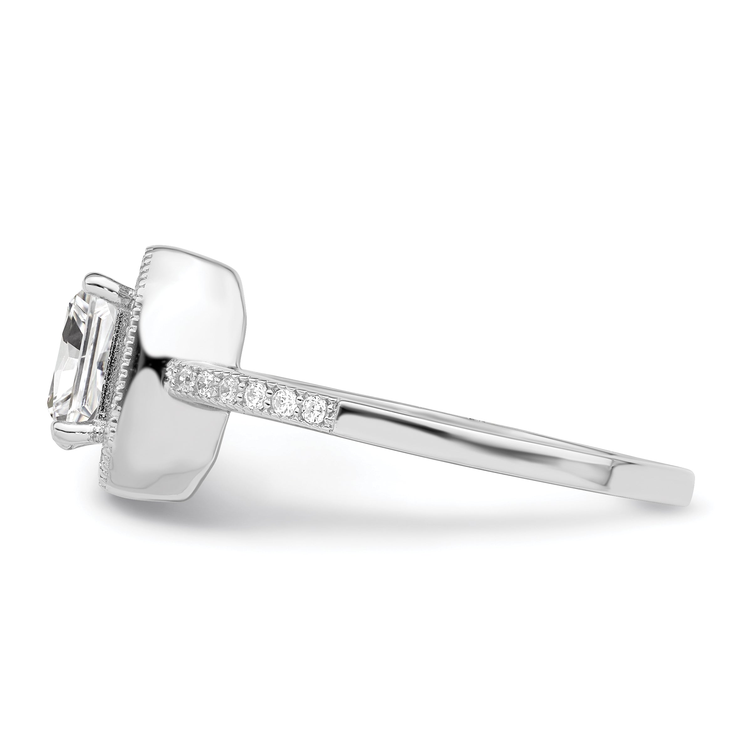 Brilliant Embers Sterling Silver Rhodium-plated 37 Stone Halo Micro PavÇ CZ Ring