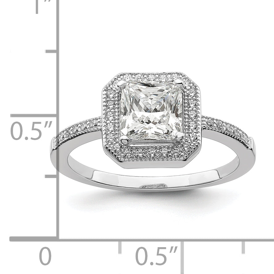Brilliant Embers Sterling Silver Rhodium-plated 37 Stone Halo Micro PavÇ CZ Ring