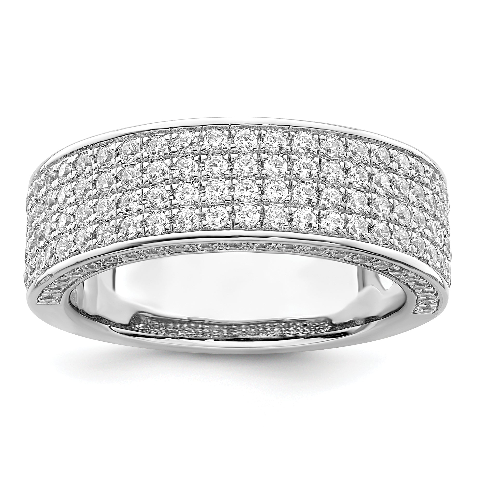 Brilliant Embers Sterling Silver Rhodium-plated 142 Stone Micro PavÇ CZ Ring