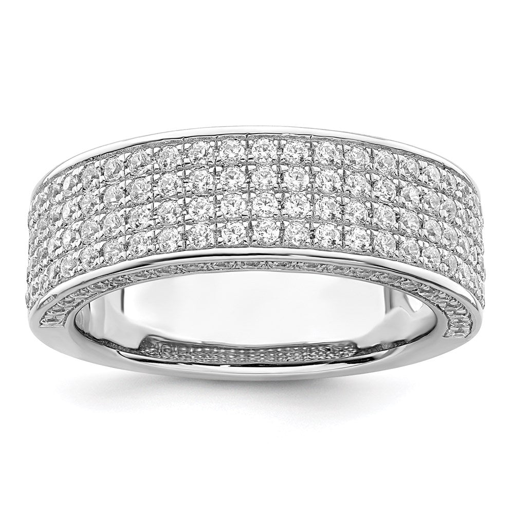 Brilliant Embers Sterling Silver Rhodium-plated 142 Stone Micro Pav√á CZ Ring