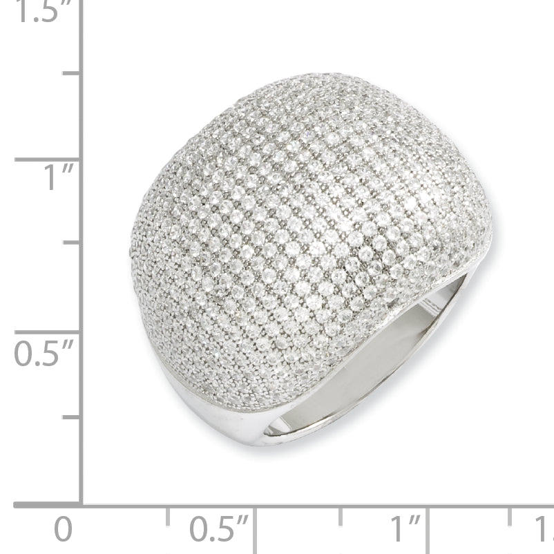 Sterling Silver & CZ Brilliant Embers Polished Domed Ring