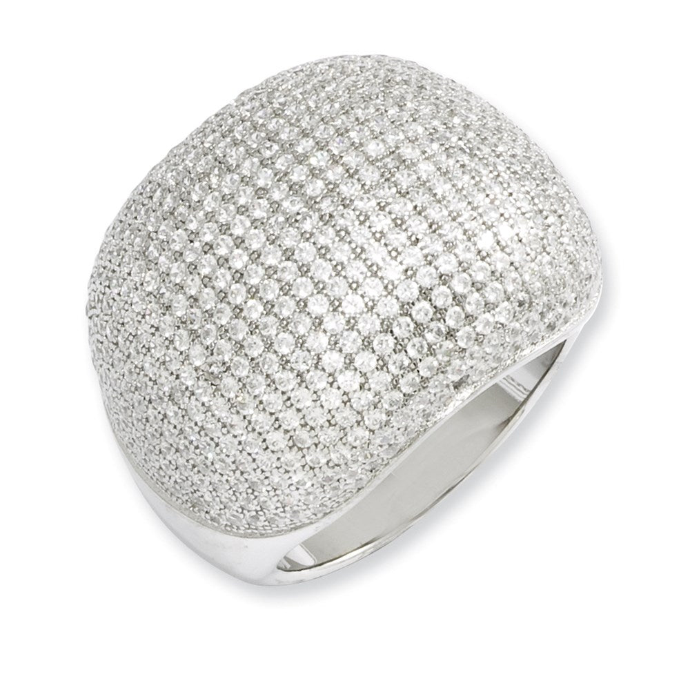Sterling Silver & CZ Brilliant Embers Polished Domed Ring