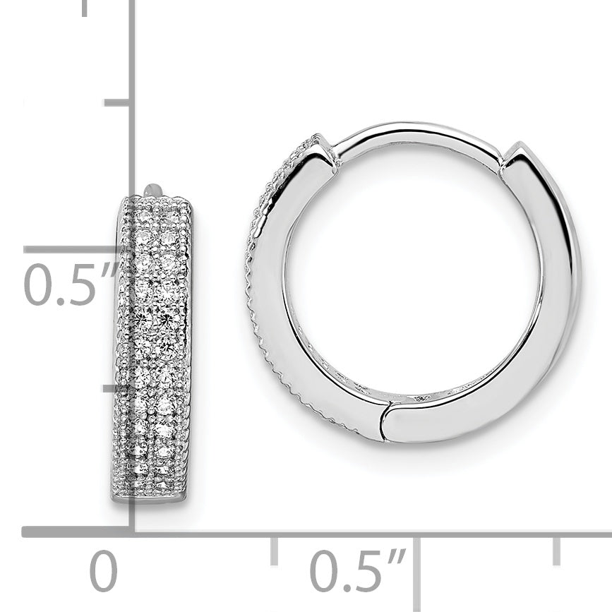 Brilliant Embers Sterling Silver Rhodium-plated 48 Stone Micro PavÇ CZ Hinged Hoop Earrings