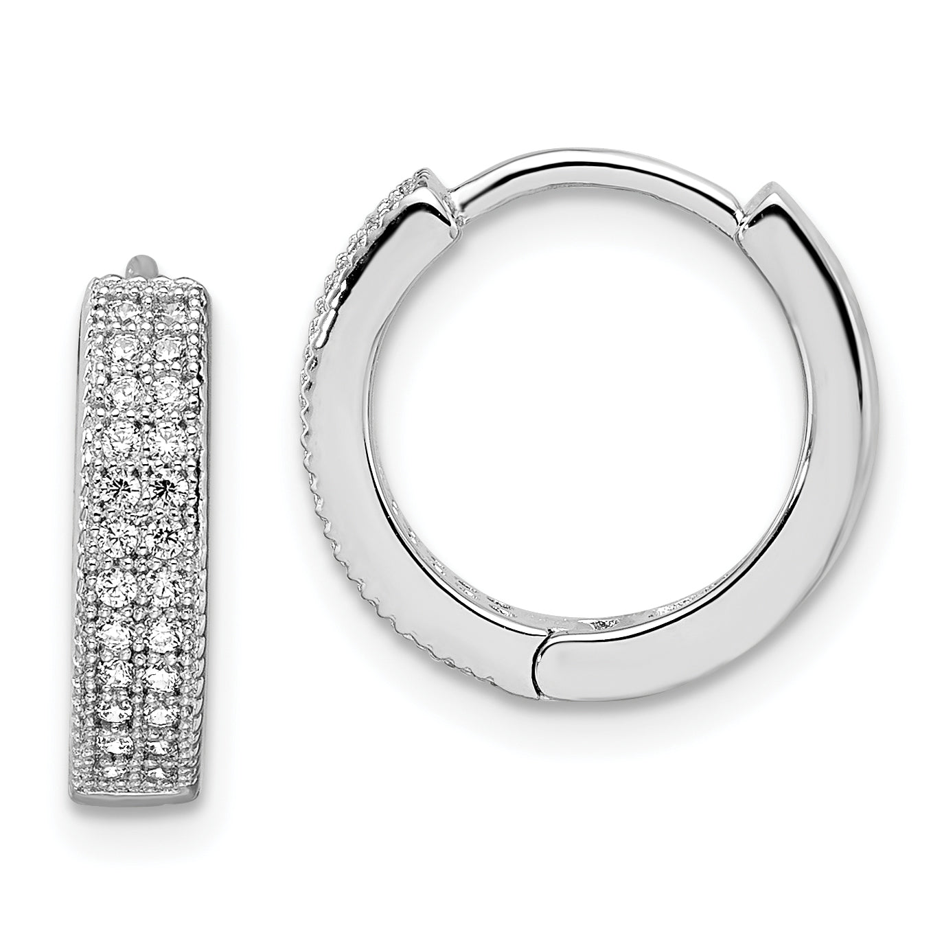 Brilliant Embers Sterling Silver Rhodium-plated 48 Stone Micro PavÇ CZ Hinged Hoop Earrings