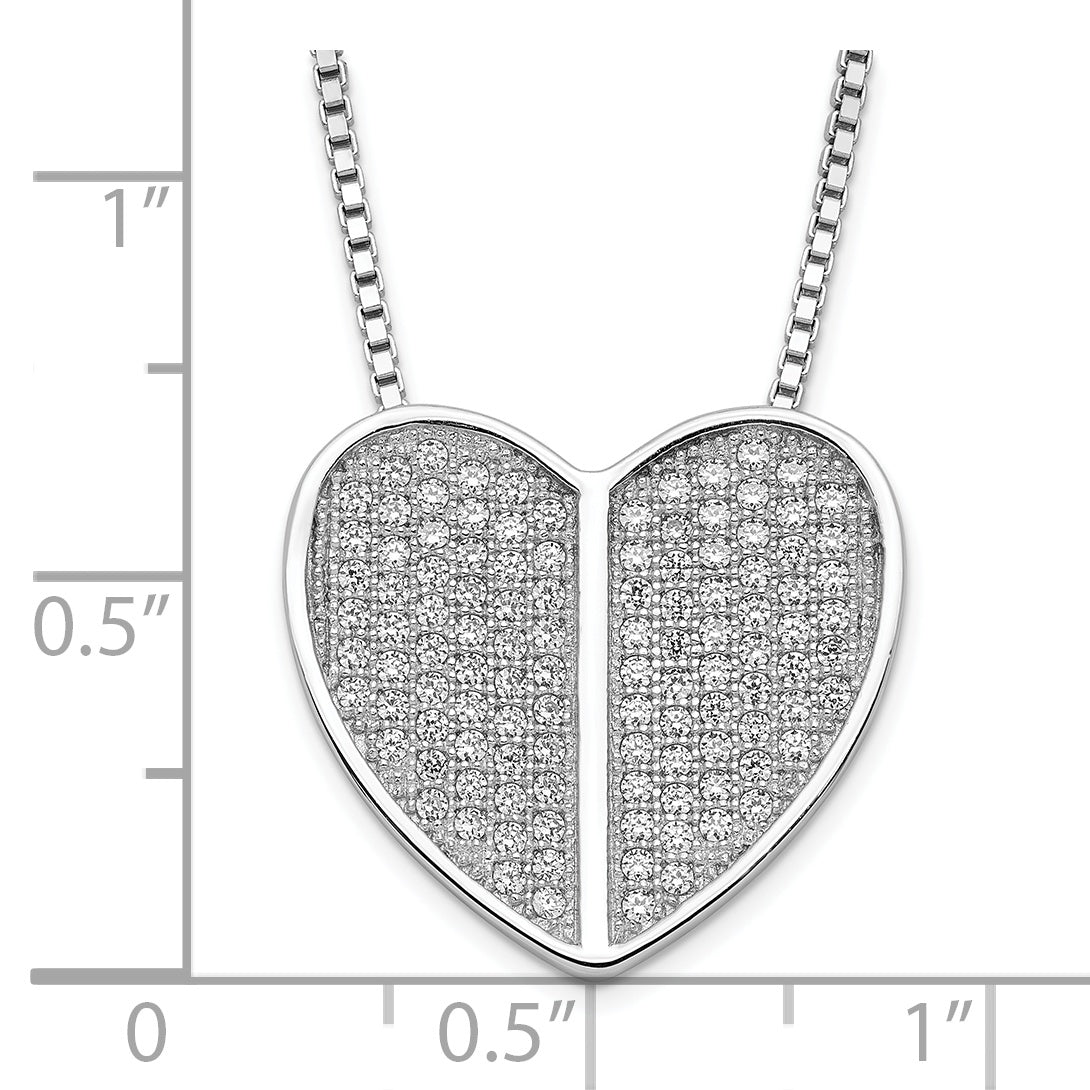Sterling Silver & CZ Brilliant Embers Heart Necklace