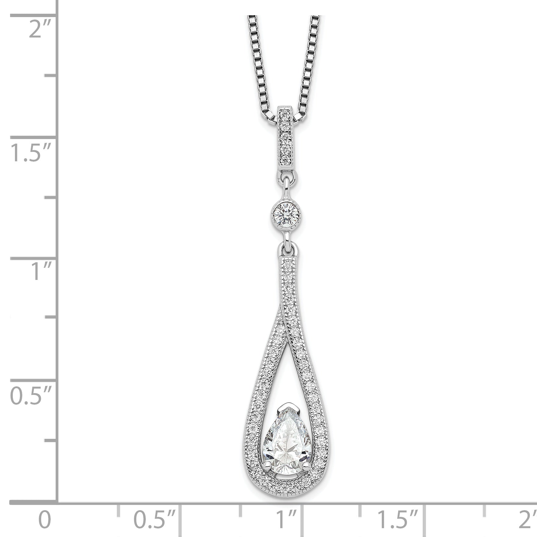 Sterling Silver & Cz Brilliant Embers Teardrop Necklace Qmp389