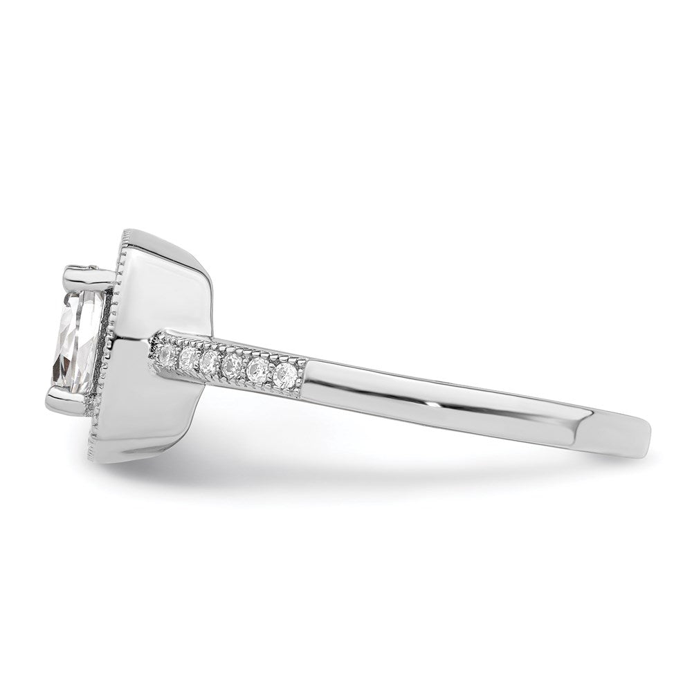 Brilliant Embers Sterling Silver Rhodium-plated 37 Stone Halo Micro Pav√á CZ Ring