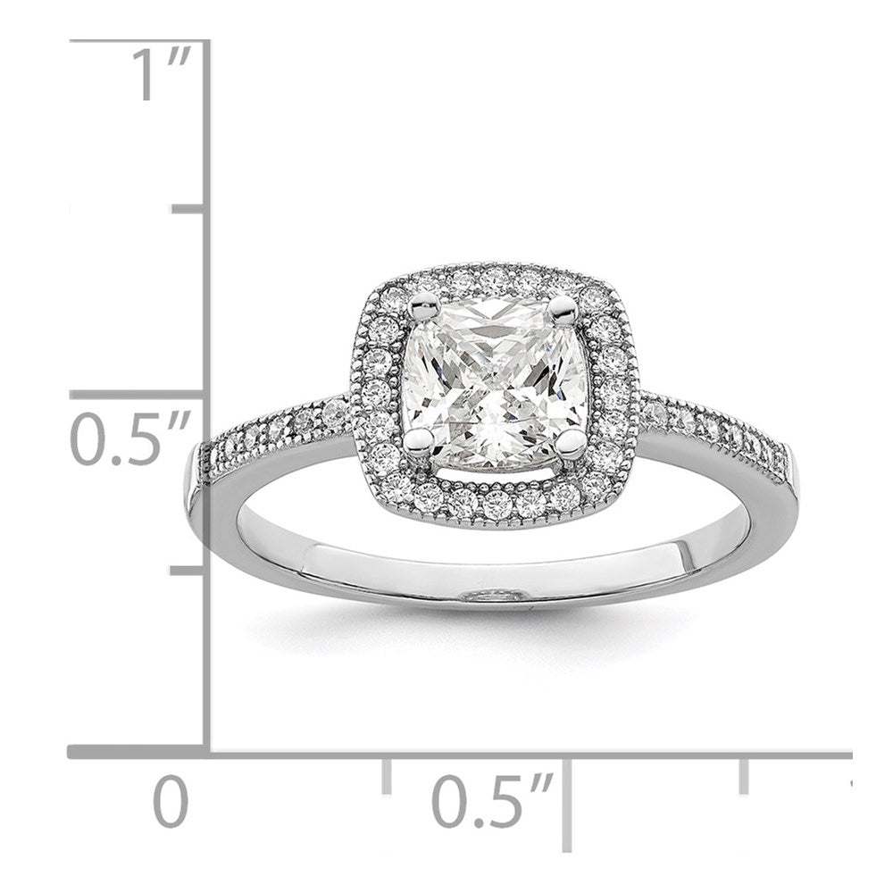 Brilliant Embers Sterling Silver Rhodium-plated 37 Stone Halo Micro Pav√á CZ Ring