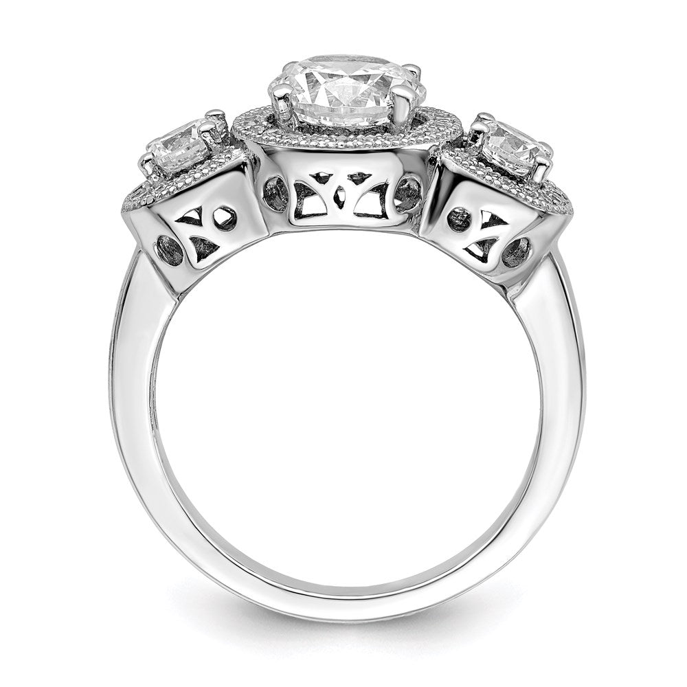 Brilliant Embers Sterling Silver Rhodium-plated 50 Stone Micro Pav√á CZ Ring