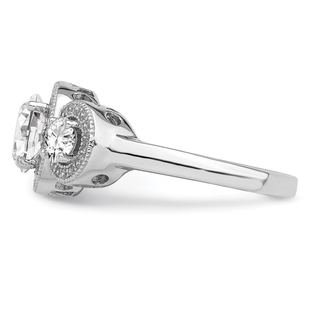 Brilliant Embers Sterling Silver Rhodium-plated 50 Stone Micro Pav√á CZ Ring