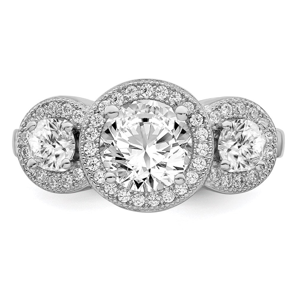 Brilliant Embers Sterling Silver Rhodium-plated 50 Stone Micro Pav√á CZ Ring