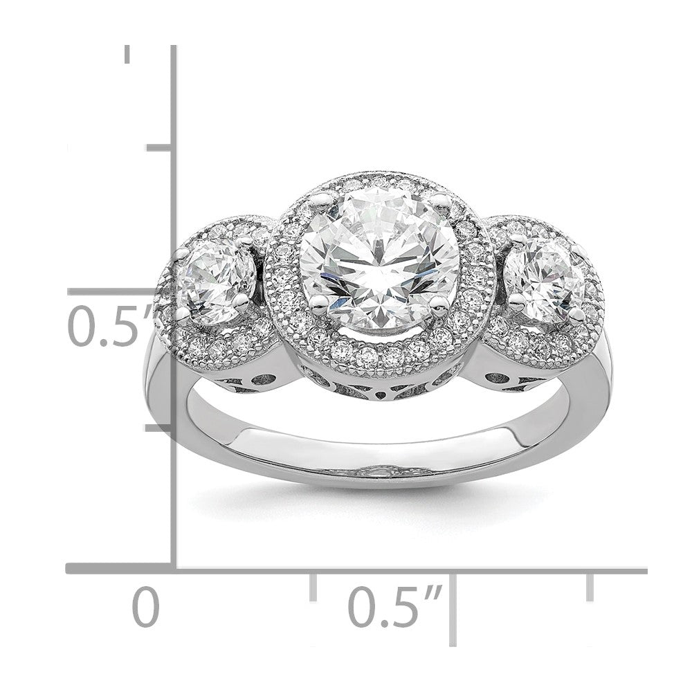 Brilliant Embers Sterling Silver Rhodium-plated 50 Stone Micro Pav√á CZ Ring