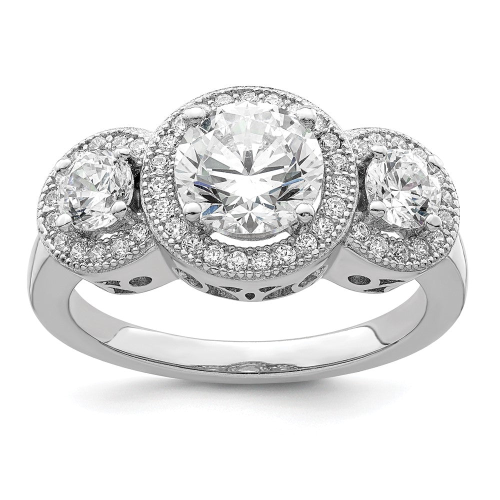 Brilliant Embers Sterling Silver Rhodium-plated 50 Stone Micro Pav√á CZ Ring