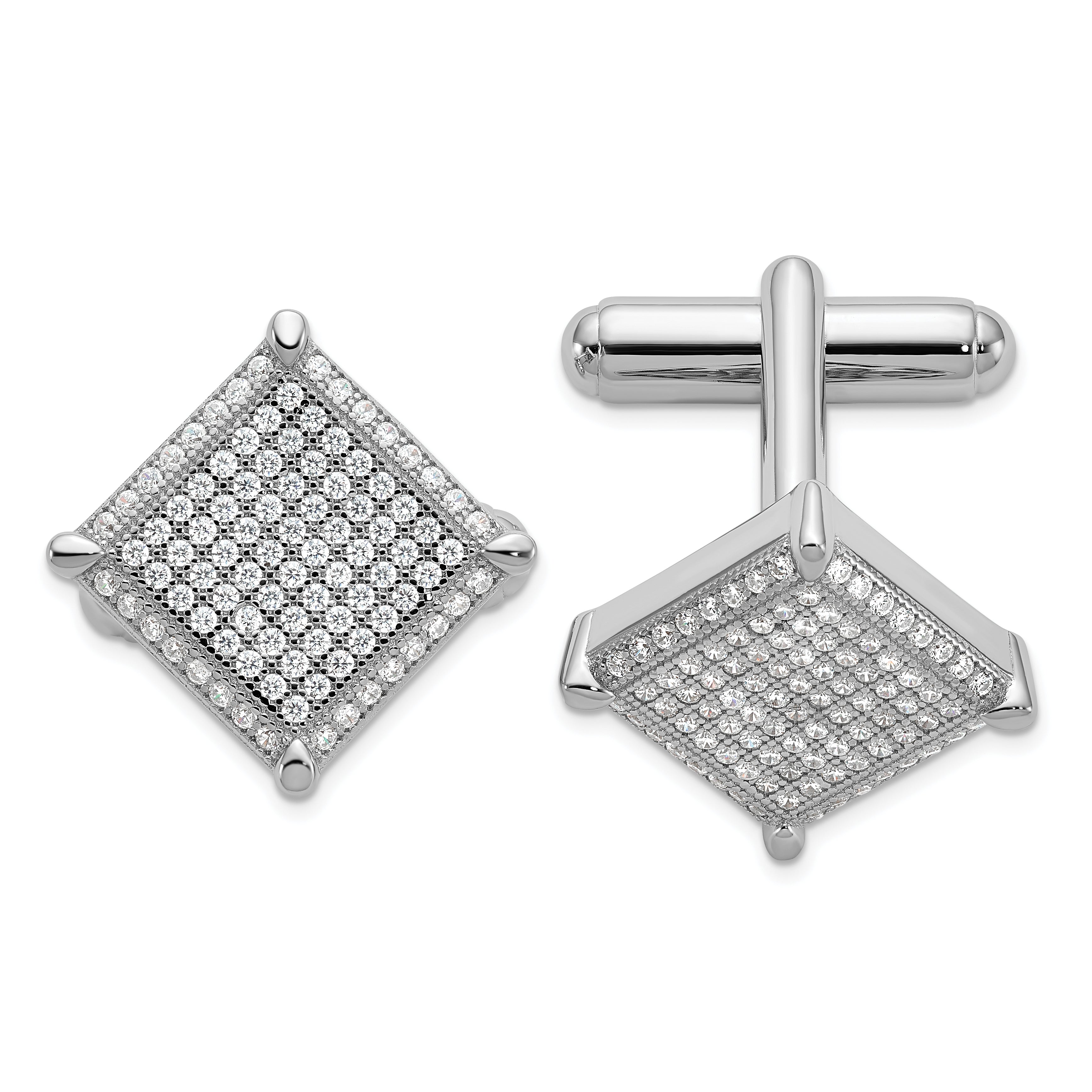 Brilliant Embers Sterling Silver Rhodium-plated 192 Stone Micro PavÇ CZ Cufflinks