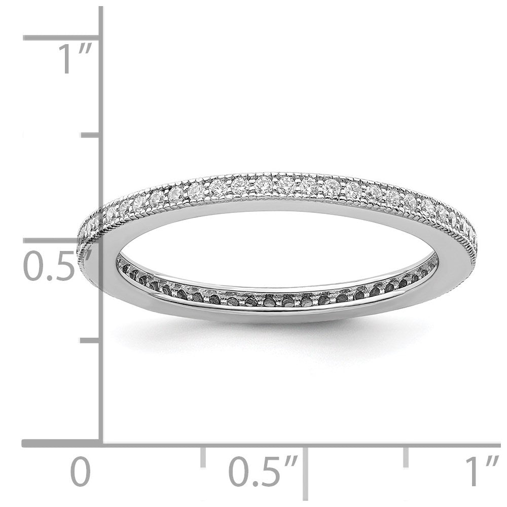 Brilliant Embers Sterling Silver Rhodium-plated 60 Stone Micro Pav√á CZ Ring