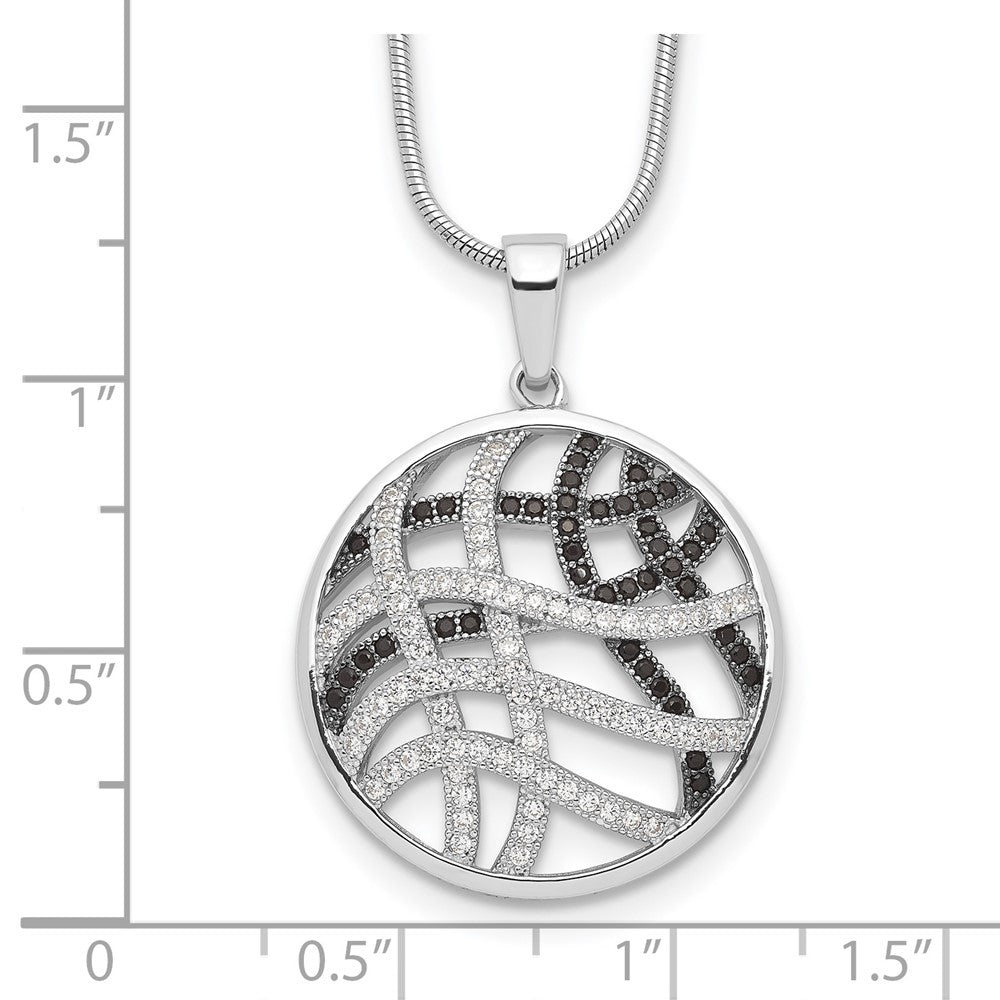 Brilliant Embers Sterling Silver Rhodium-plated 118 stone 18 inch Micro Pav√á Black and White CZ Necklace with 2 Inch Extender