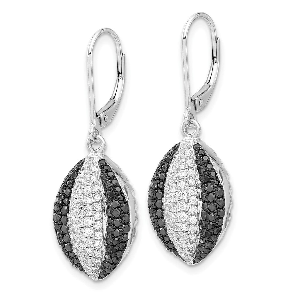Brilliant Embers Sterling Silver Black & Clear CZ Leverback Earrings