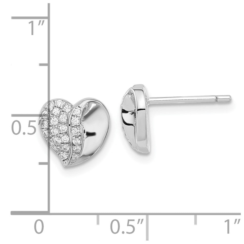 Brilliant Embers Sterling Silver CZ Heart Post Earrings