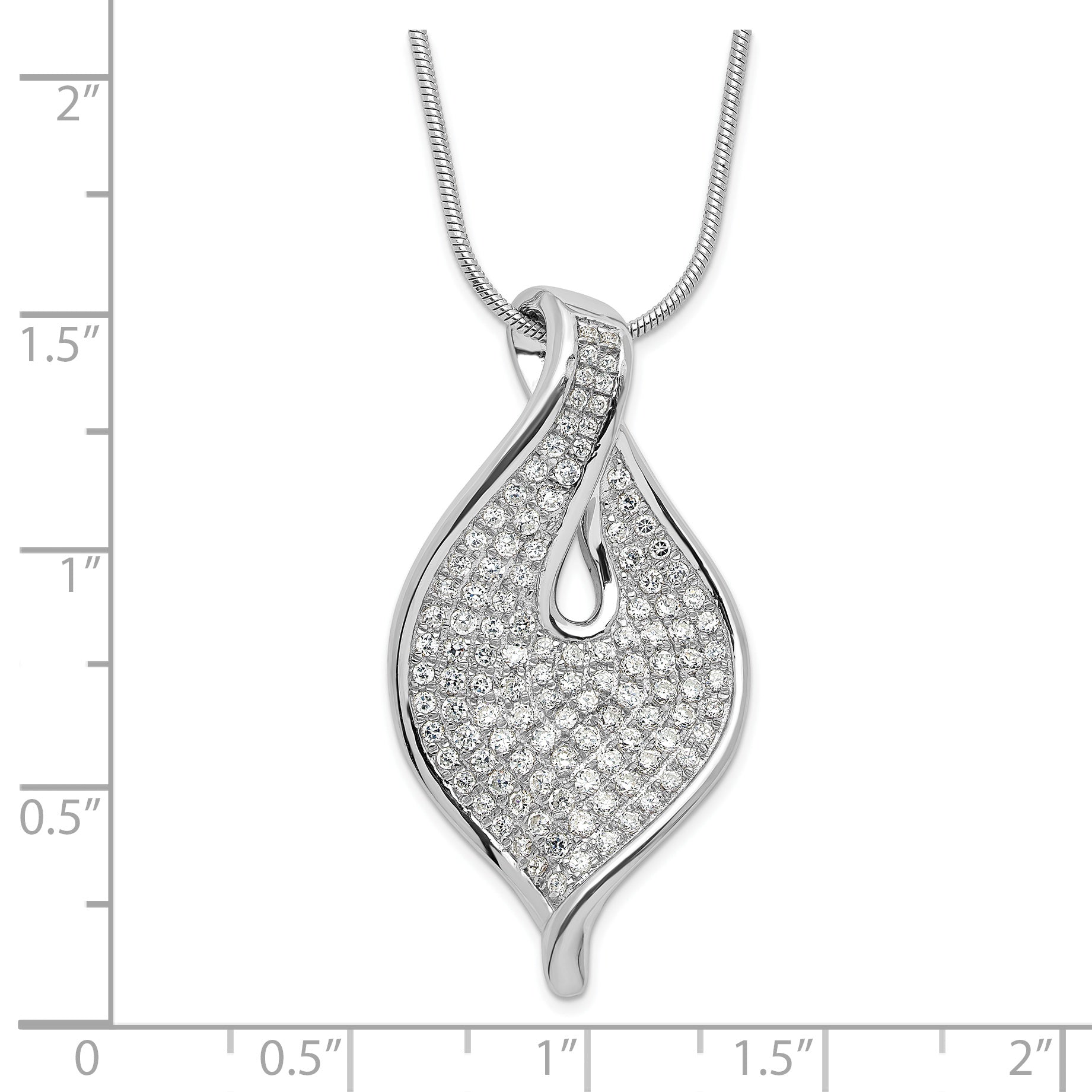 Sterling Silver Polished CZ w/ 2in ext Necklace