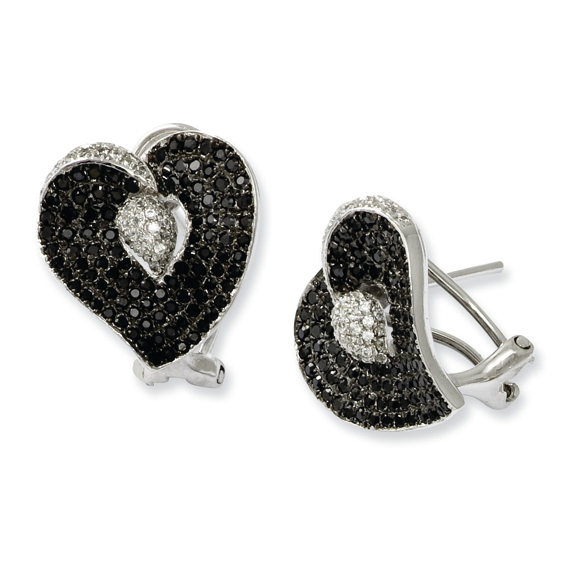 Sterling Silver & CZ Brilliant Embers Heart Post Earrings