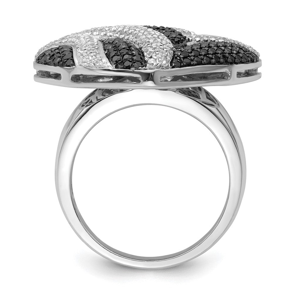 Sterling Silver Black & Clear CZ Brilliant Embers Heart Ring