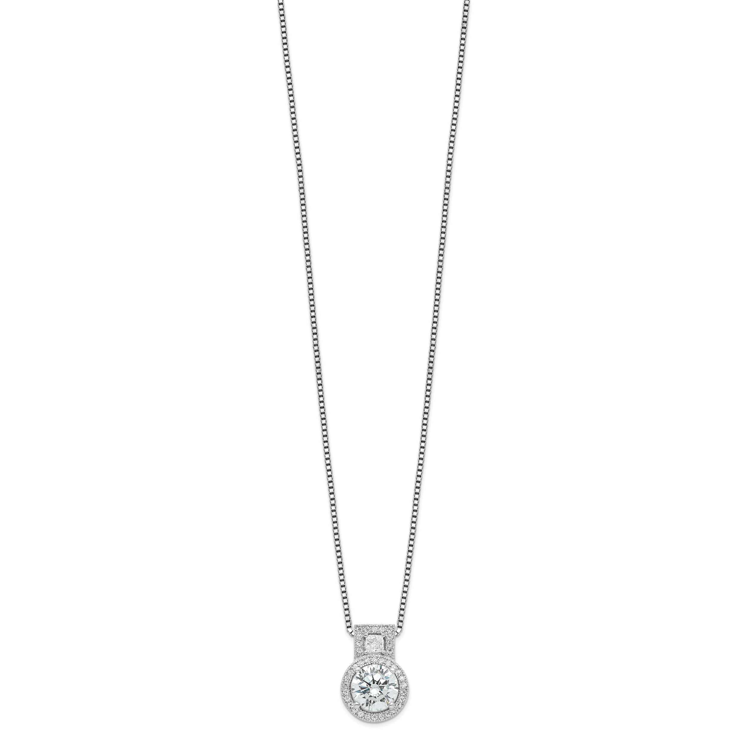 Brilliant Embers Sterling Silver Rhodium-plated 39 Stone 18 inch Micro PavÇ Halo CZ Necklace with 2 Inch Extender