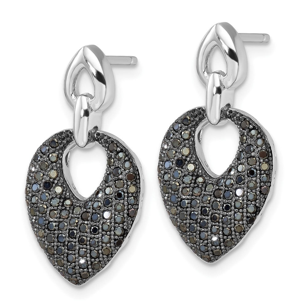 Sterling Silver & Black CZ Brilliant Embers Dangle Post Earrings