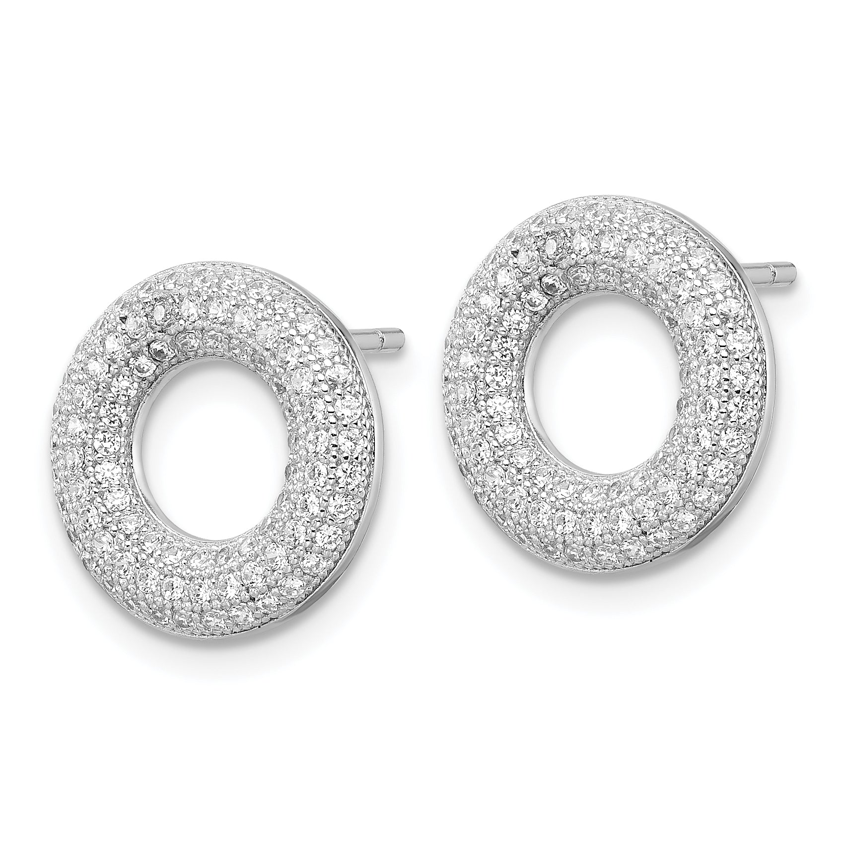 Sterling Silver & CZ Brilliant Embers Circle Post Earrings