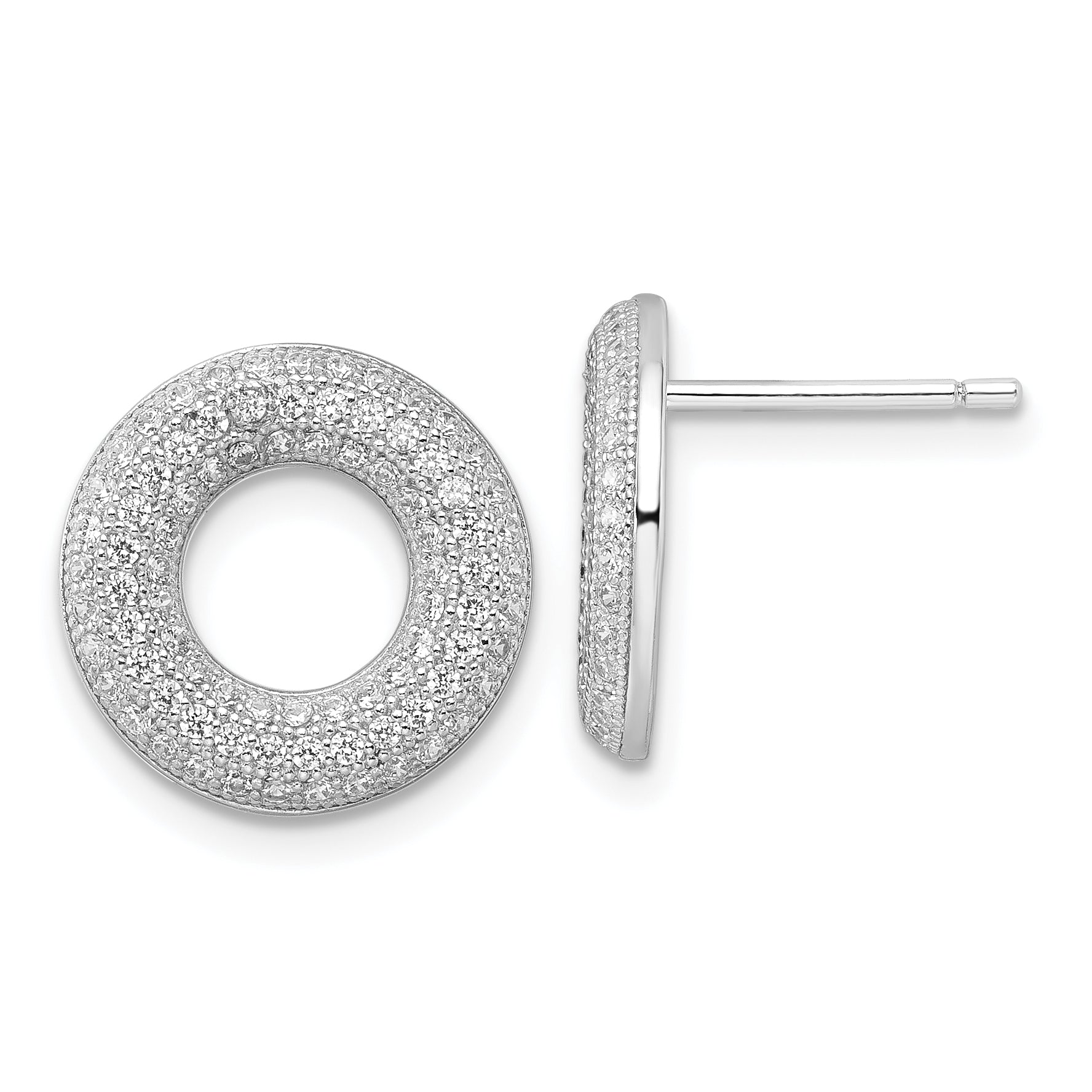 Sterling Silver & CZ Brilliant Embers Circle Post Earrings