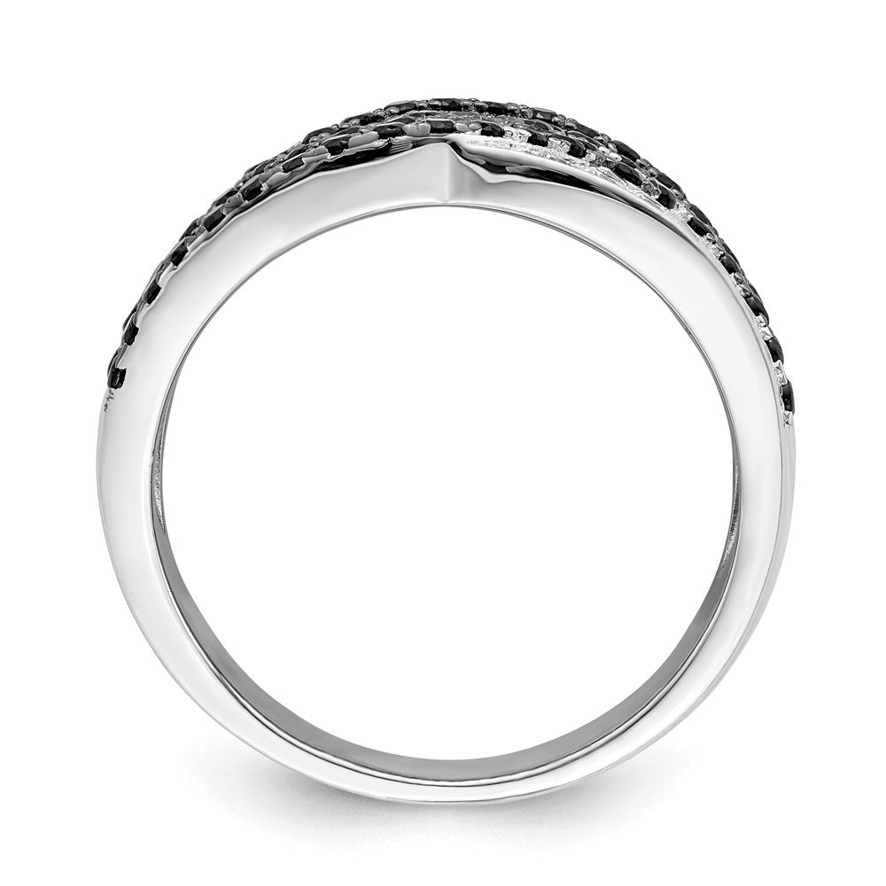 Brilliant Embers Sterling Silver Rhodium-plated 158 Stone Micro Pav√á Black Champagne and White CZ Ring