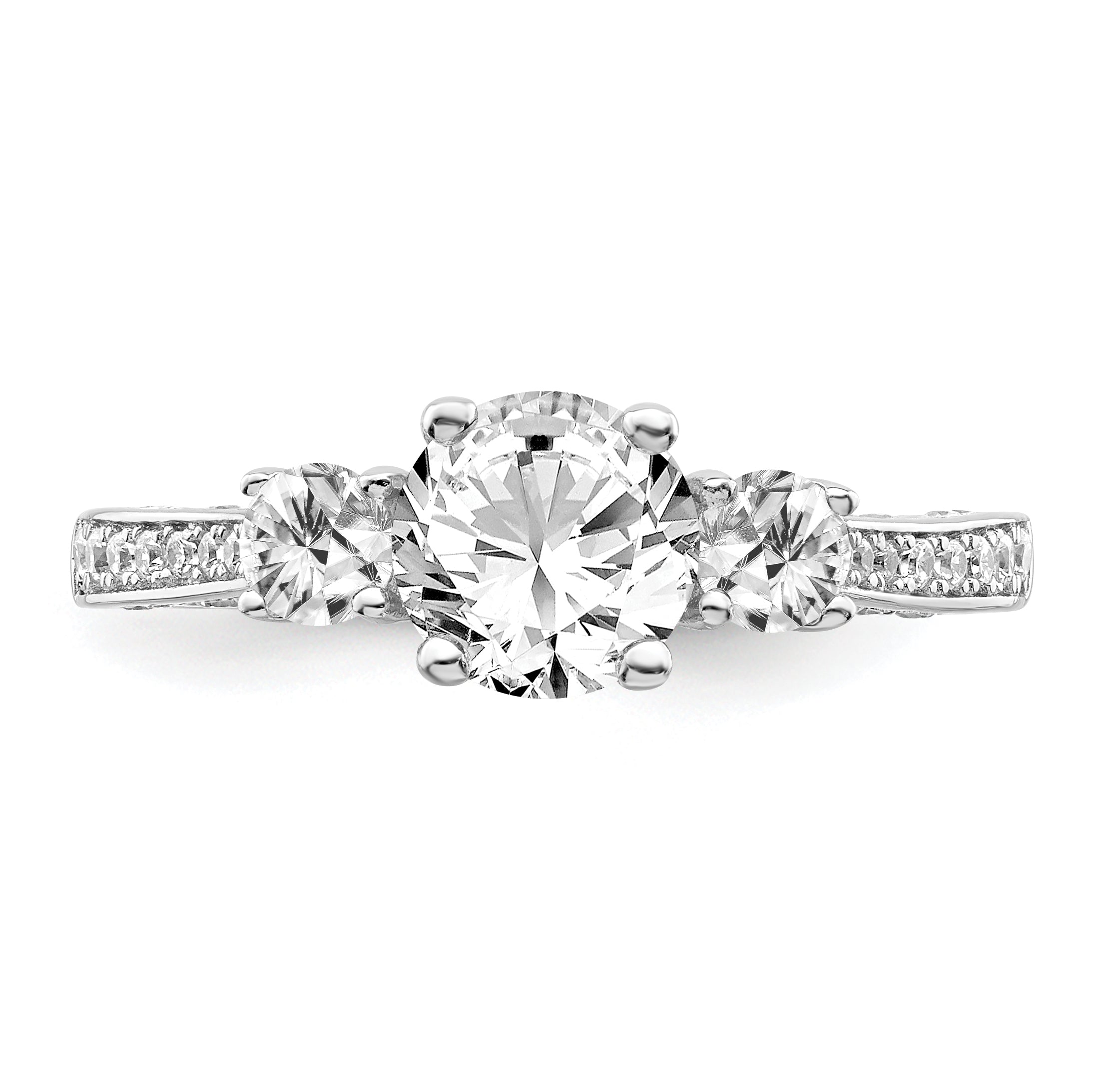 Brilliant Embers Sterling Silver Rhodium-plated 45 Stone Micro PavÇ CZ Ring