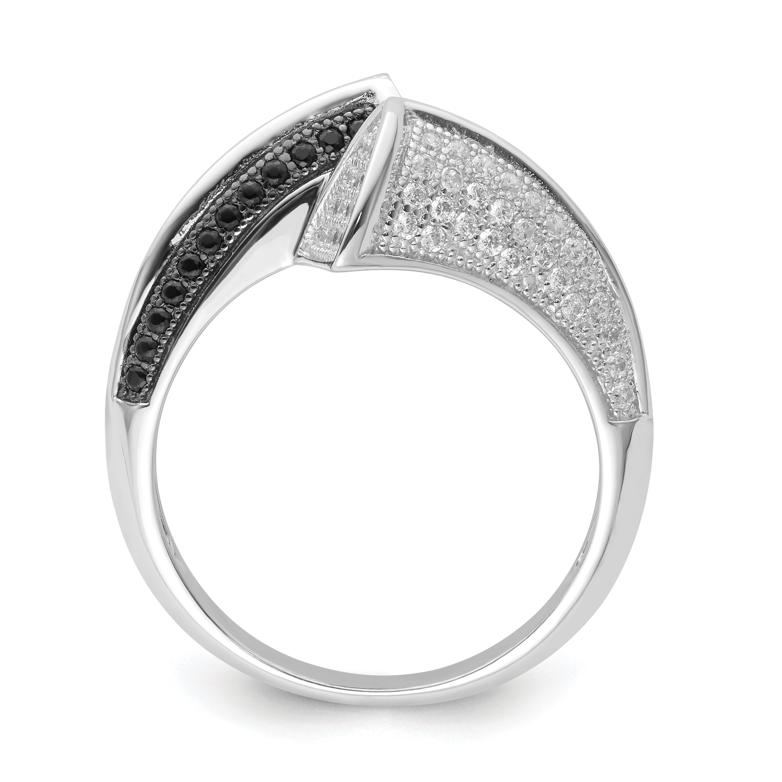 True Fire Sterling Silver Black & White CZ Ring