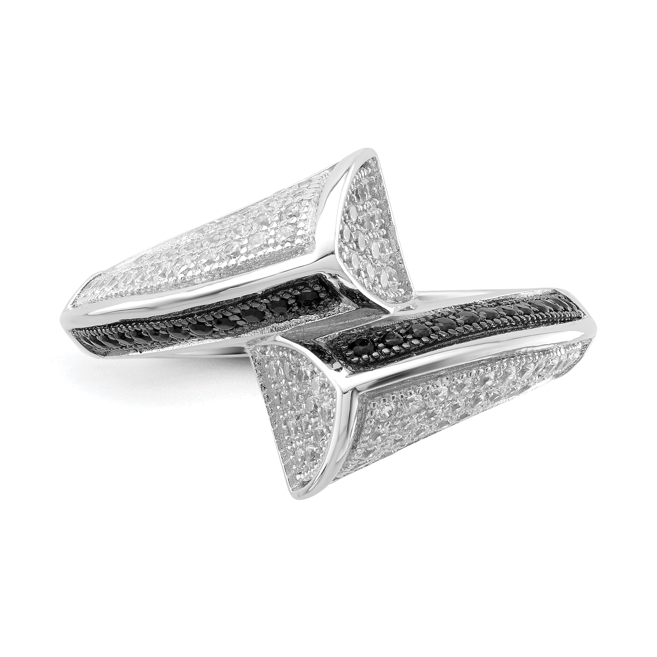 True Fire Sterling Silver Black & White CZ Ring
