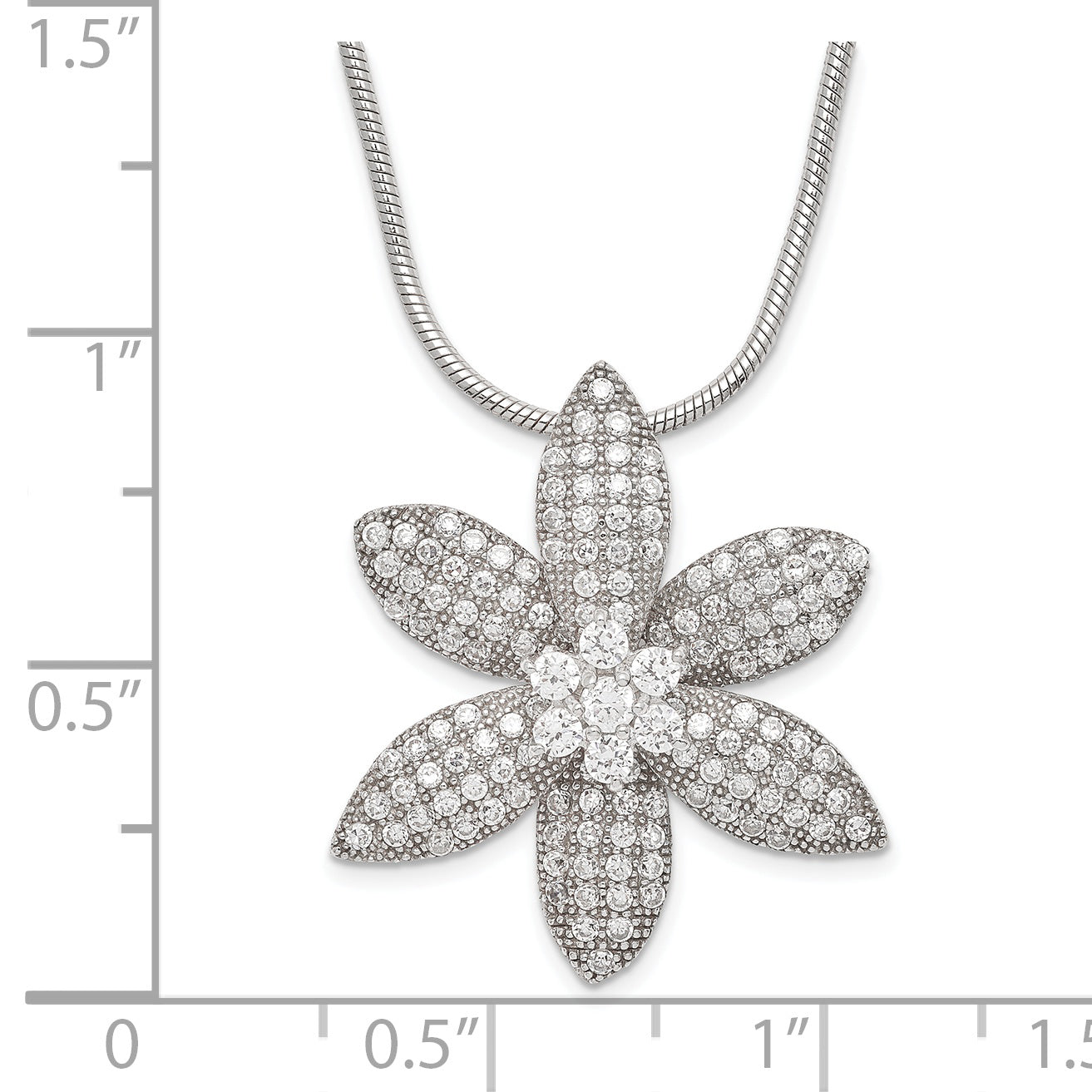 Sterling Silver & CZ Brilliant Embers Flower w/ 2in ext Necklace
