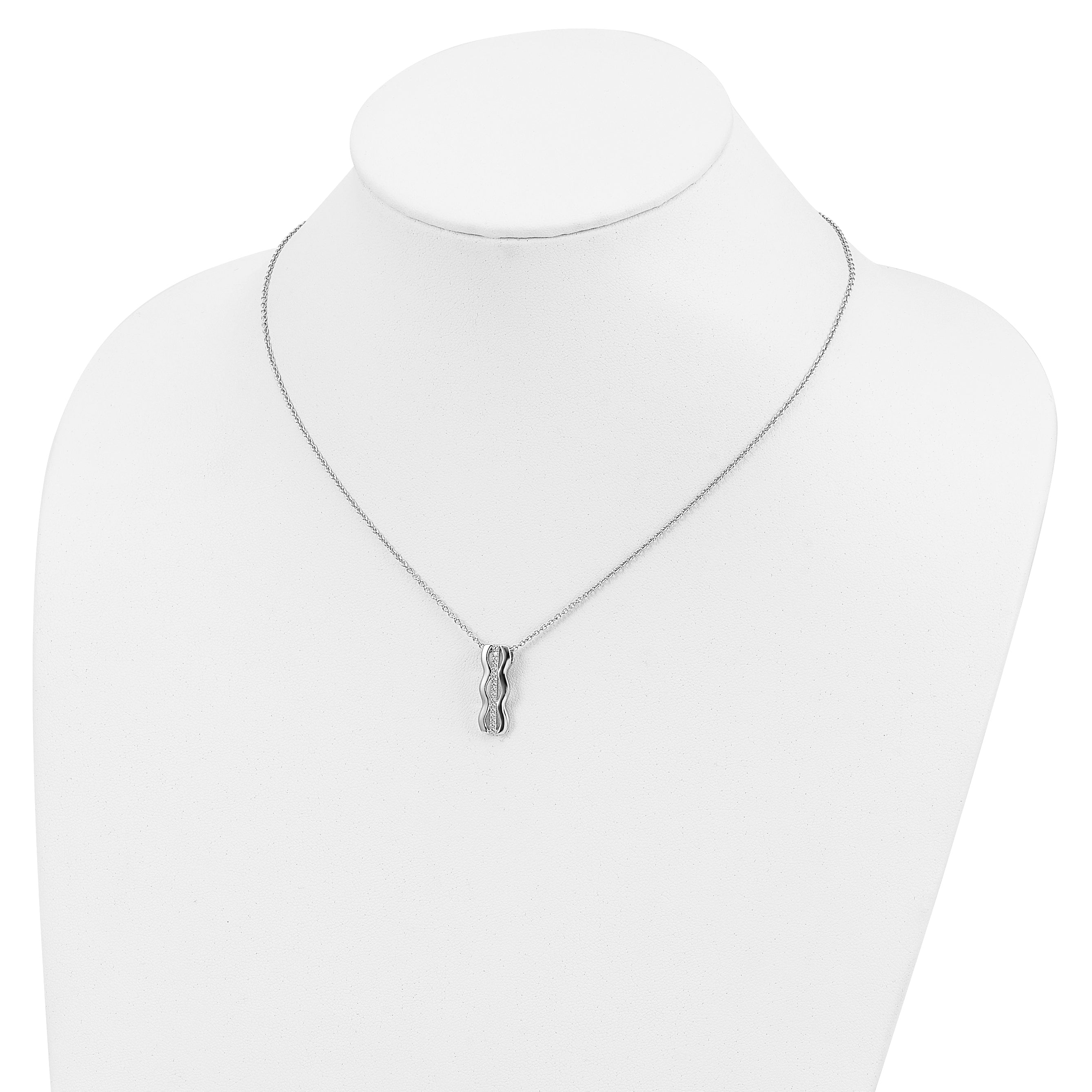 Brilliant Embers Sterling Silver Rhodium-plated 17 Stone 18 inch Micro PavÇ CZ Necklace with 2 Inch Extender